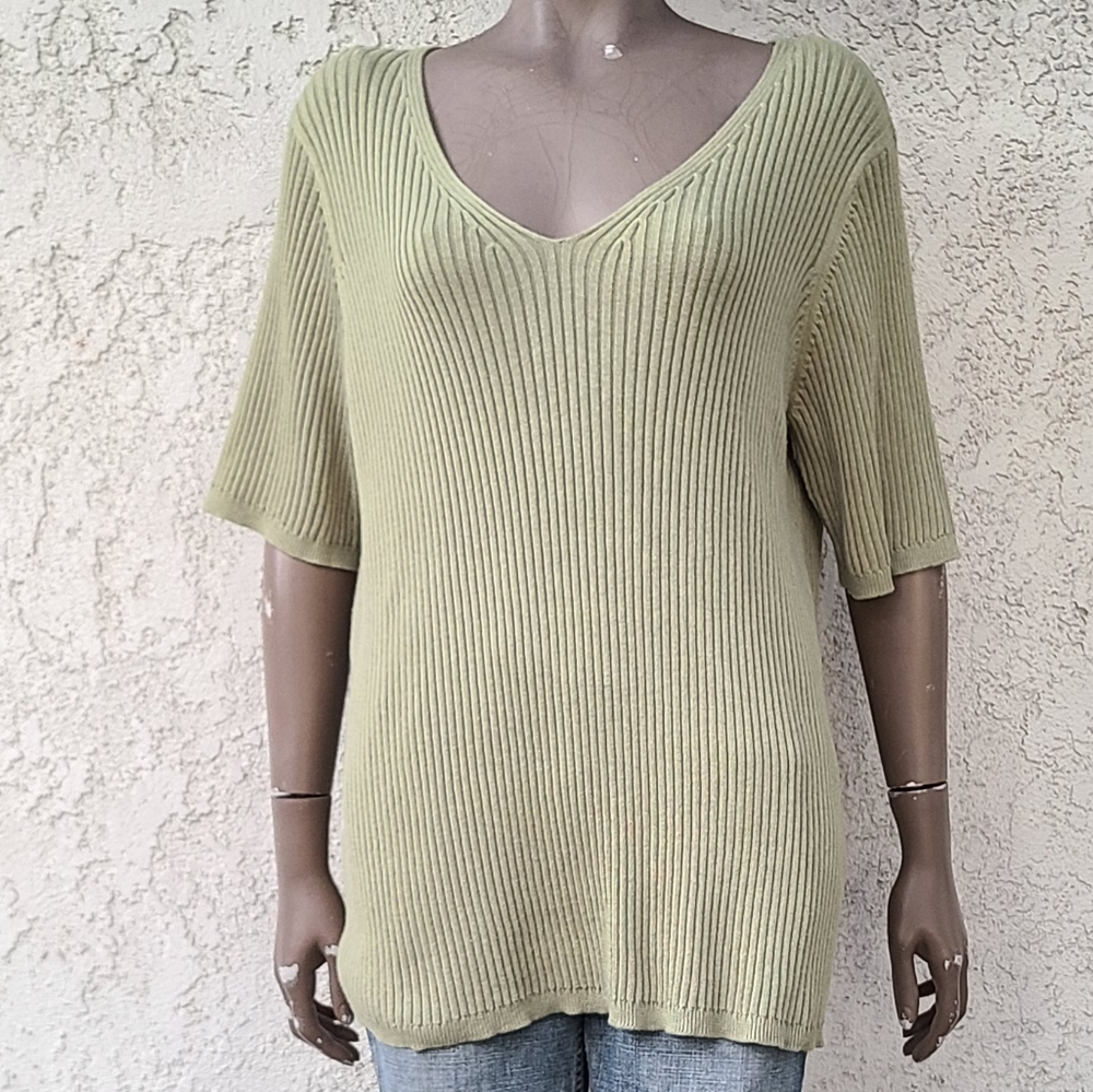Green Ribbed Sweater - Picture 1 of 9